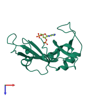 PDB entry 1h1h coloured by chain, top view.
