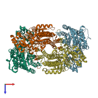 PDB entry 1h1l coloured by chain, top view.