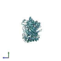 PDB entry 1h1n coloured by chain, side view.