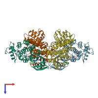 PDB entry 1h1s coloured by chain, top view.