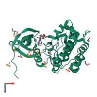 PDB entry 1h1w coloured by chain, top view.