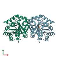 PDB entry 1h1z coloured by chain, front view.