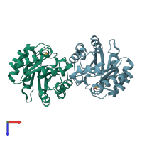 PDB entry 1h1z coloured by chain, top view.