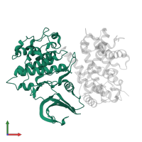 Cyclin-dependent kinase 2 in PDB entry 1h25, assembly 1, front view.