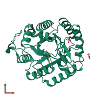 PDB entry 1h2j coloured by chain, front view.