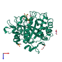 PDB entry 1h2j coloured by chain, top view.