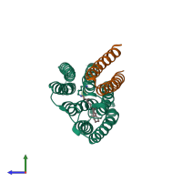 PDB entry 1h2s coloured by chain, side view.