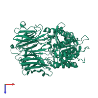 PDB entry 1h2w coloured by chain, top view.