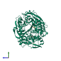 PDB entry 1h2x coloured by chain, side view.