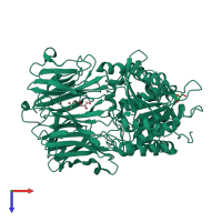 PDB entry 1h2x coloured by chain, top view.