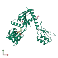 PDB entry 1h3d coloured by chain, front view.