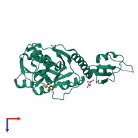 PDB entry 1h3d coloured by chain, top view.