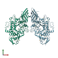 PDB entry 1h3g coloured by chain, front view.