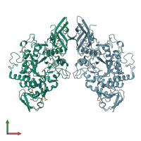 PDB entry 1h3g coloured by chain, front view.