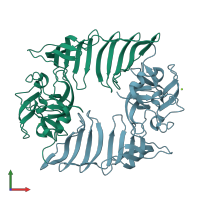 PDB entry 1h3i coloured by chain, front view.