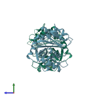 PDB entry 1h3m coloured by chain, side view.