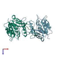 PDB entry 1h3m coloured by chain, top view.