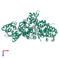 PDB entry 1h3n coloured by chain, top view.