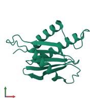 PDB entry 1h3q coloured by chain, front view.