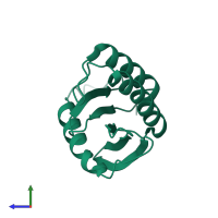 PDB entry 1h3q coloured by chain, side view.