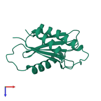 PDB entry 1h3q coloured by chain, top view.
