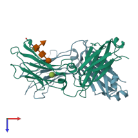 PDB entry 1h3t coloured by chain, top view.