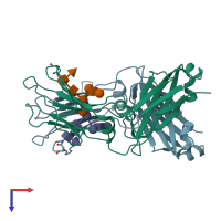 PDB entry 1h3v coloured by chain, top view.