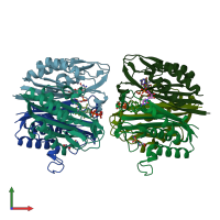 PDB entry 1h47 coloured by chain, front view.