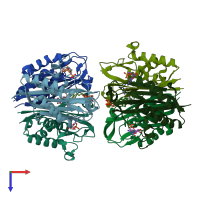 PDB entry 1h47 coloured by chain, top view.