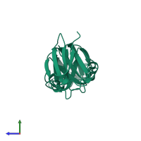 PDB entry 1h4a coloured by chain, side view.