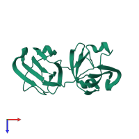 PDB entry 1h4a coloured by chain, top view.