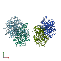 PDB entry 1h4f coloured by chain, front view.