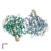 PDB entry 1h4i coloured by chain, top view.