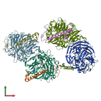PDB entry 1h4j coloured by chain, front view.
