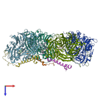 PDB entry 1h4j coloured by chain, top view.