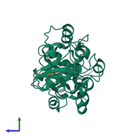 PDB entry 1h4m coloured by chain, side view.