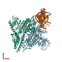 PDB entry 1h4s coloured by chain, front view.