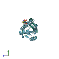 PDB entry 1h4x coloured by chain, side view.