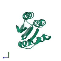 PDB entry 1h4z coloured by chain, side view.