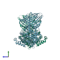 PDB entry 1h54 coloured by chain, side view.