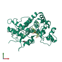 Monomeric assembly 1 of PDB entry 1h55 coloured by chemically distinct molecules, front view.