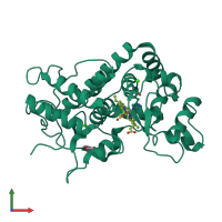 PDB entry 1h58 coloured by chain, front view.