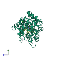 PDB entry 1h5c coloured by chain, side view.