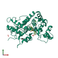 Monomeric assembly 1 of PDB entry 1h5m coloured by chemically distinct molecules, front view.