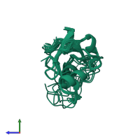 PDB entry 1h5p coloured by chain, ensemble of 10 models, side view.