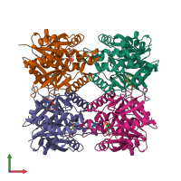 PDB entry 1h5s coloured by chain, front view.