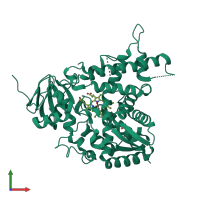 PDB entry 1h5z coloured by chain, front view.