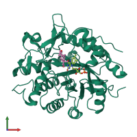 PDB entry 1h60 coloured by chain, front view.