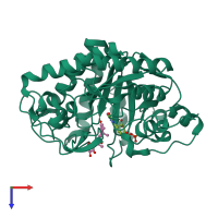 PDB entry 1h61 coloured by chain, top view.