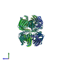 PDB entry 1h64 coloured by chain, side view.